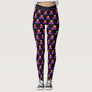 Pink Tulips on a Black Background Custom Tight Leggings