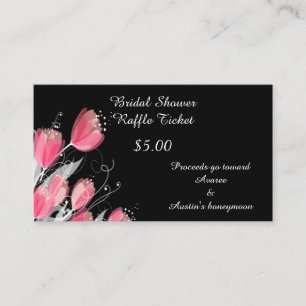 Pink Tulips On Black Enclosure Card