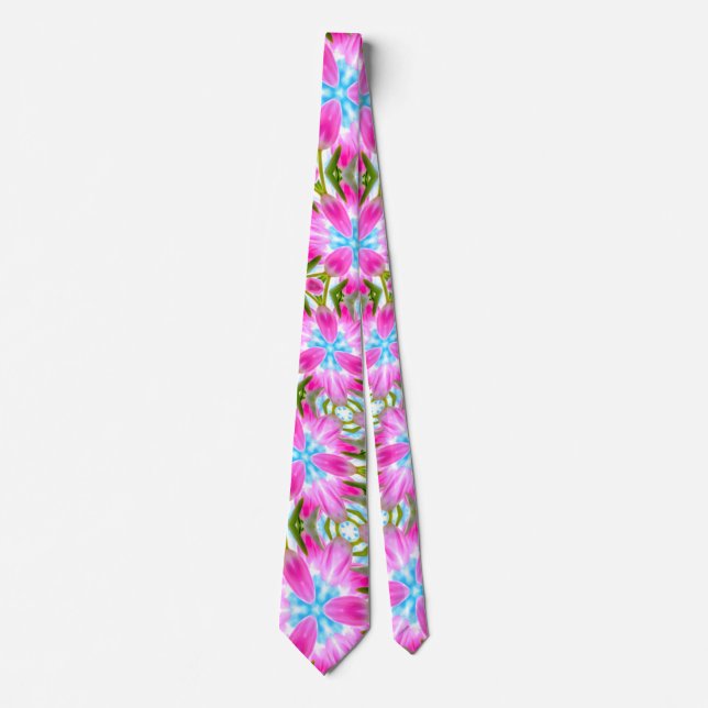 Pink Tulips Pattern Tie (Front)