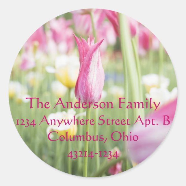 Pink Tulips Spring Easter Return Address Labels (Front)