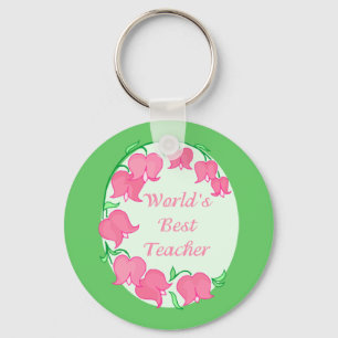 Pink Tulips Teacher Key Ring