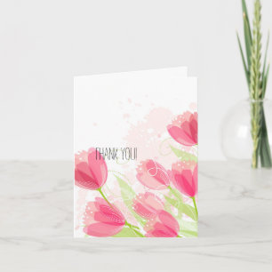 Pink Tulips Thank You Card
