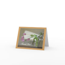 Pink Tulips Thank You Note Card