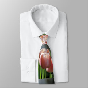 Pink tulips tie