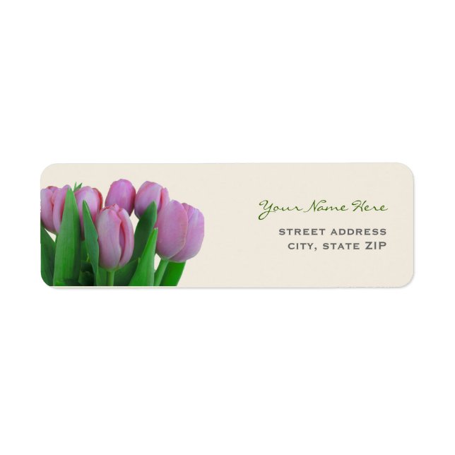 Pink Tulips Wedding Address Labels (Front)