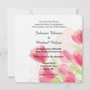 Pink Tulips Wedding Invitation