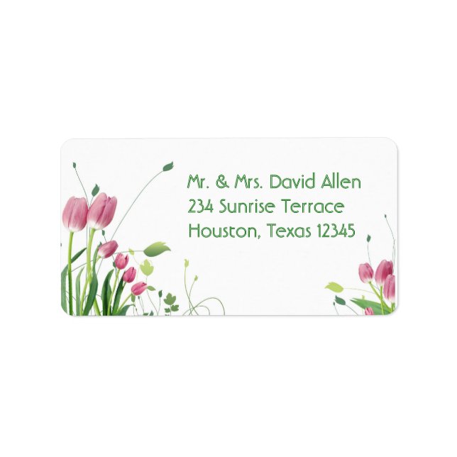 Pink Tulips White Address Labels (Front)