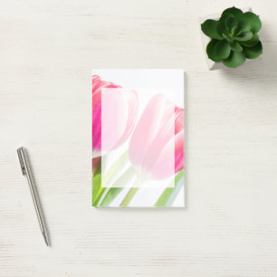 Pink Tulips with Green Leaves Photo Post-it Notes