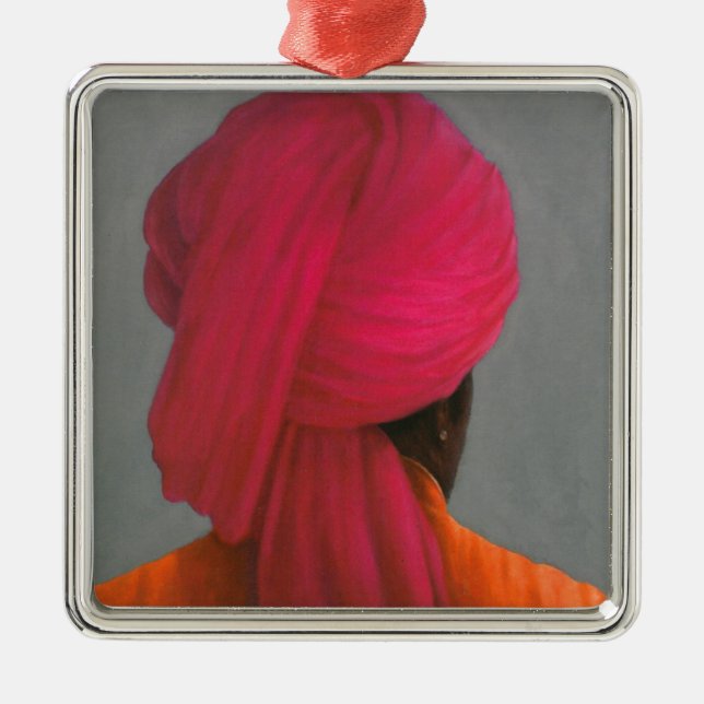 Pink Turban Metal Tree Decoration (Front)