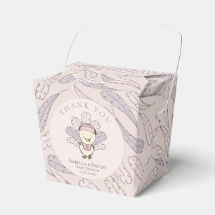 Pink Turkey & Feathers Fall Girl Baby Shower Favour Box