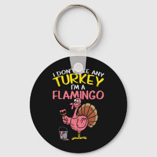 Pink Turkey Flamingo Fun Thanksgiving Animal Lover Key Ring