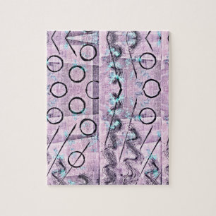 Pink, Turquoise and Black Abstract Jigsaw Puzzle