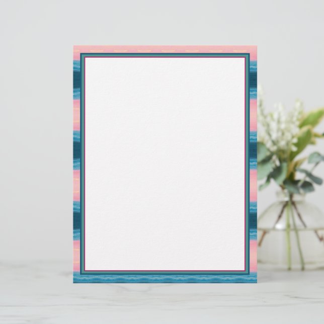 Pink Turquoise And Teal Blue Custom Letterhead (Standing Front)