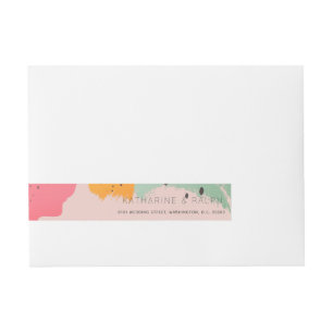 Pink Turquoise Brush Strokes Wraparound Label