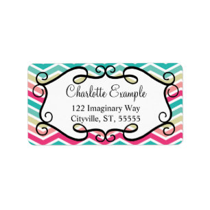 Pink Turquoise Chevron Custom Label