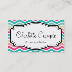 Pink Turquoise Chevron Personal Business Card