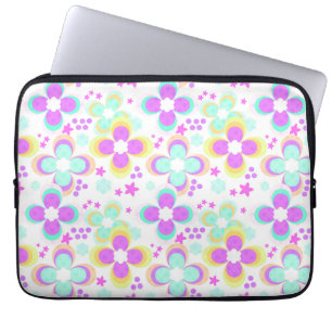 Pink, turquoise, floral laptop sleeve