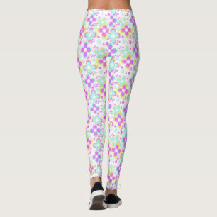 Pink, turquoise, floral leggings