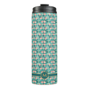 Pink Turquoise Gold Pattern Elegant Personalised Thermal Tumbler