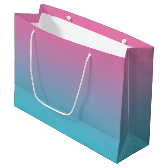Pink & Turquoise Ombre Large Gift Bag (Front Angled)