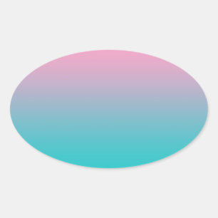 Pink & Turquoise Ombre Oval Sticker