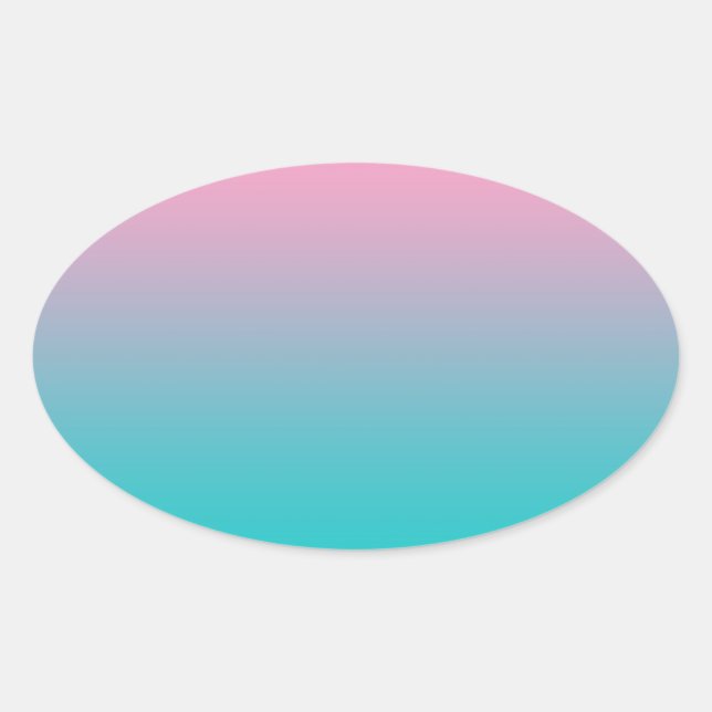 Pink & Turquoise Ombre Oval Sticker (Front)