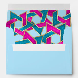 Pink Turquoise Star of David Gold Envelope