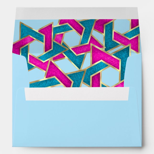 Pink Turquoise Star of David Gold Envelope (Back (Bottom))