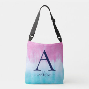 Pink Turquoise Tie-Dye Monogram Crossbody Bag