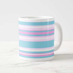 Pink, Turquoise, White Deckchair Stripes Jumbo Mug