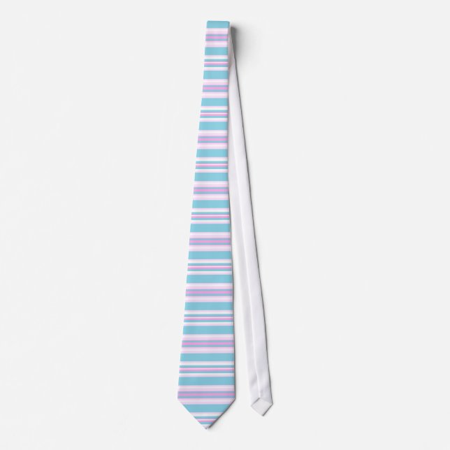 Pink, Turquoise, White Deckchair Stripes Necktie (Front)