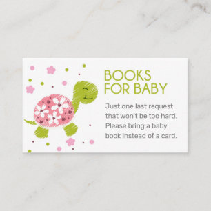 Pink Turtle Bring a Book Baby Shower Game Enclosure Card