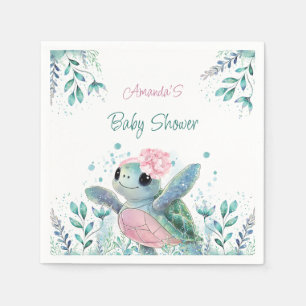 Pink Turtle Cute Girl Baby Shower  Napkin