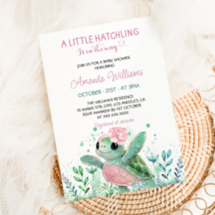 Pink Turtle Girl Baby Shower  Invitation