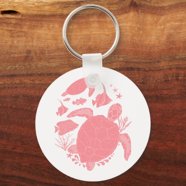 Pink Turtle Key Ring (Front)