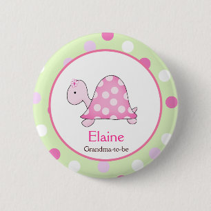 Pink Turtle NAME TAG Custom Button