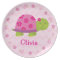 Pink Turtle Personalised Melamine Plate for Kids