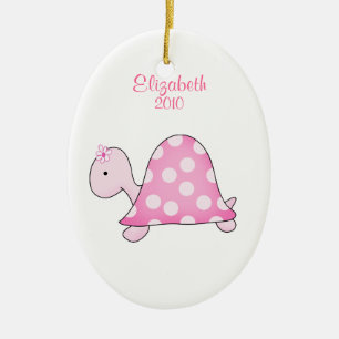 PINK TURTLE Personalised Name Christmas Ornament