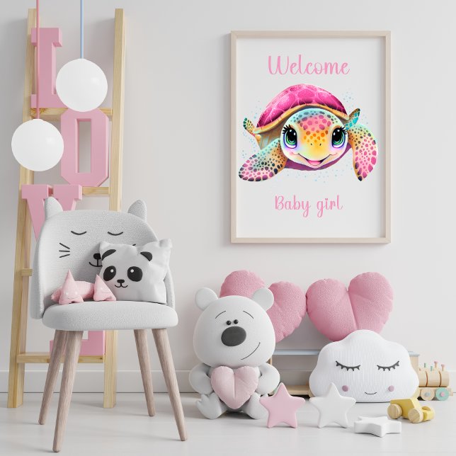 PINK TURTLE WELCOME BABY GIRL  POSTER (Creator Uploaded)
