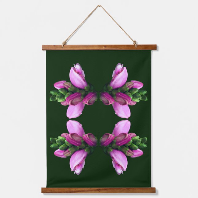 Pink Turtlehead Flower Abstract Hanging Tapestry (Front)