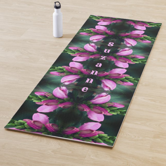 Pink Turtlehead Flower Abstract Personalised Yoga Mat (In Situ)