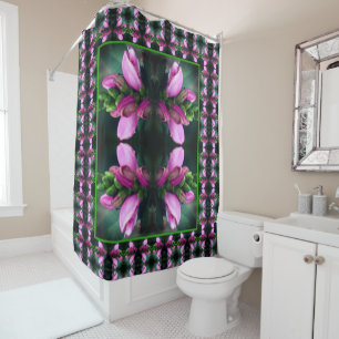 Pink Turtlehead Flower Close Up Abstract Shower Curtain