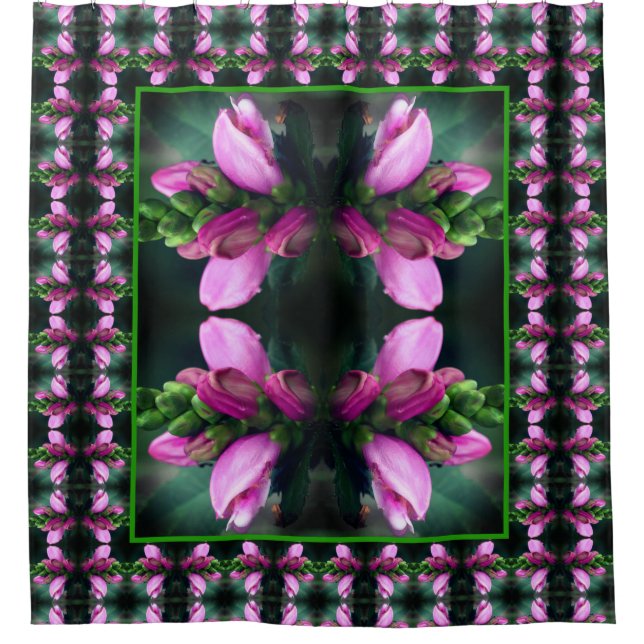 Pink Turtlehead Flower Close Up Abstract Shower Curtain (Front)