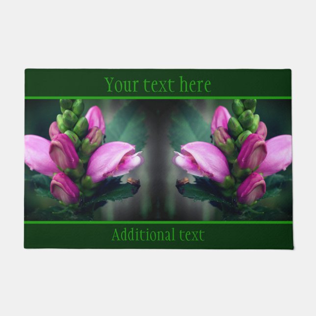 Pink Turtlehead Flower Close Up Personalised Doormat (Front)