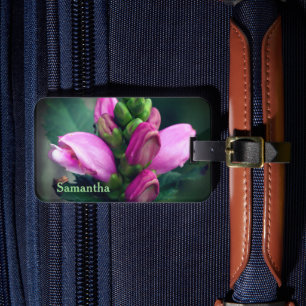 Pink Turtlehead Flower Personalised Luggage Tag