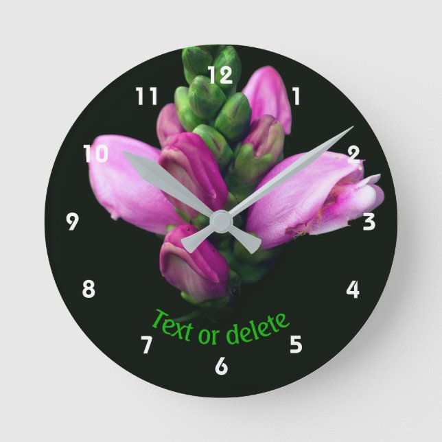 Pink Turtlehead Flower Personalised  Round Clock (Front)