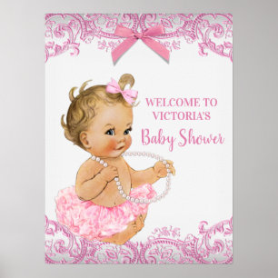 Pink Tutu Baby Girl Baby Shower Welcome Sign