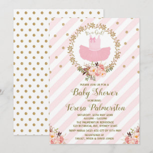 Pink Tutu Baby Shower Invitation Ballerina Ballet