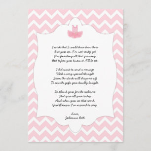 Pink Tutu Baby Shower Thank you note + poem