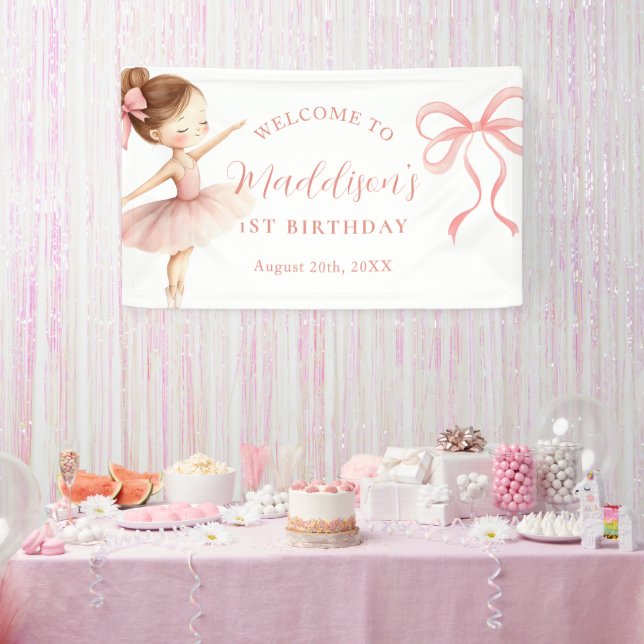 Pink Tutu Ballerina Ballet Dancer Girl Birthday Banner (Party)